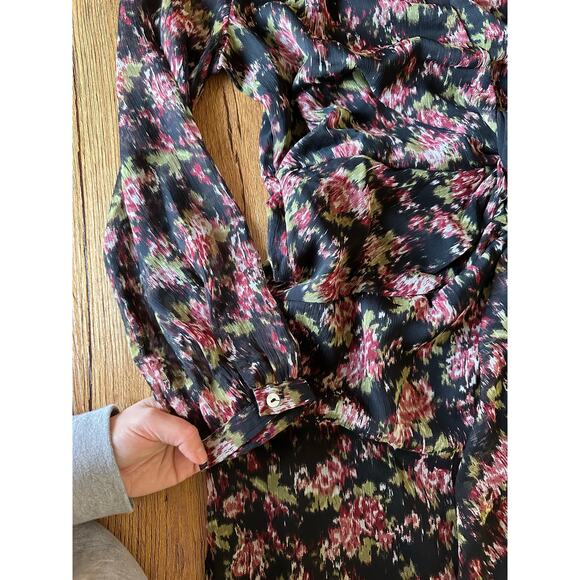 Mango Floral Print Knot Midi Dress Size Large NWT - Picture 3 of 9